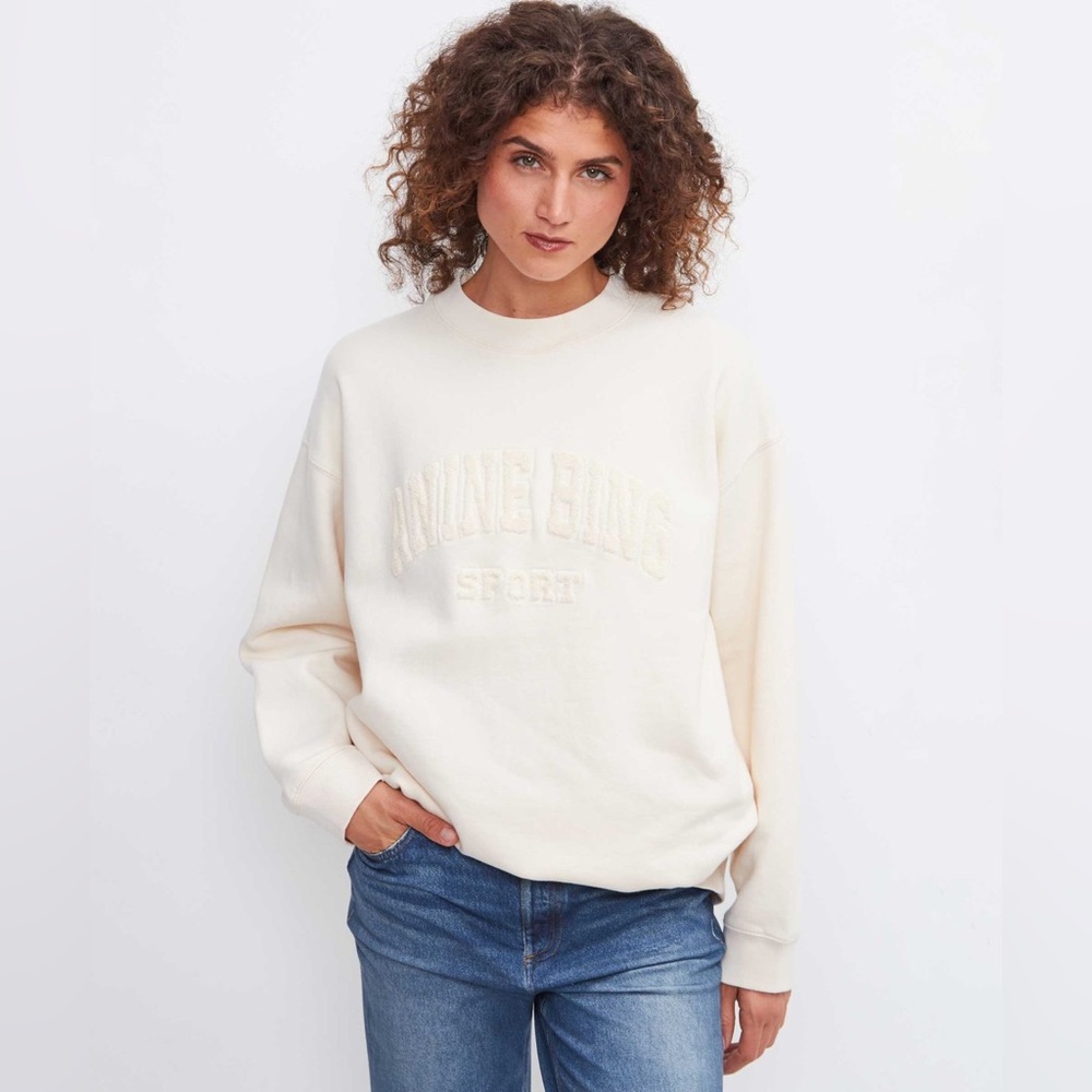 ANINE BING Tyler Sweatshirt in Cream Angola